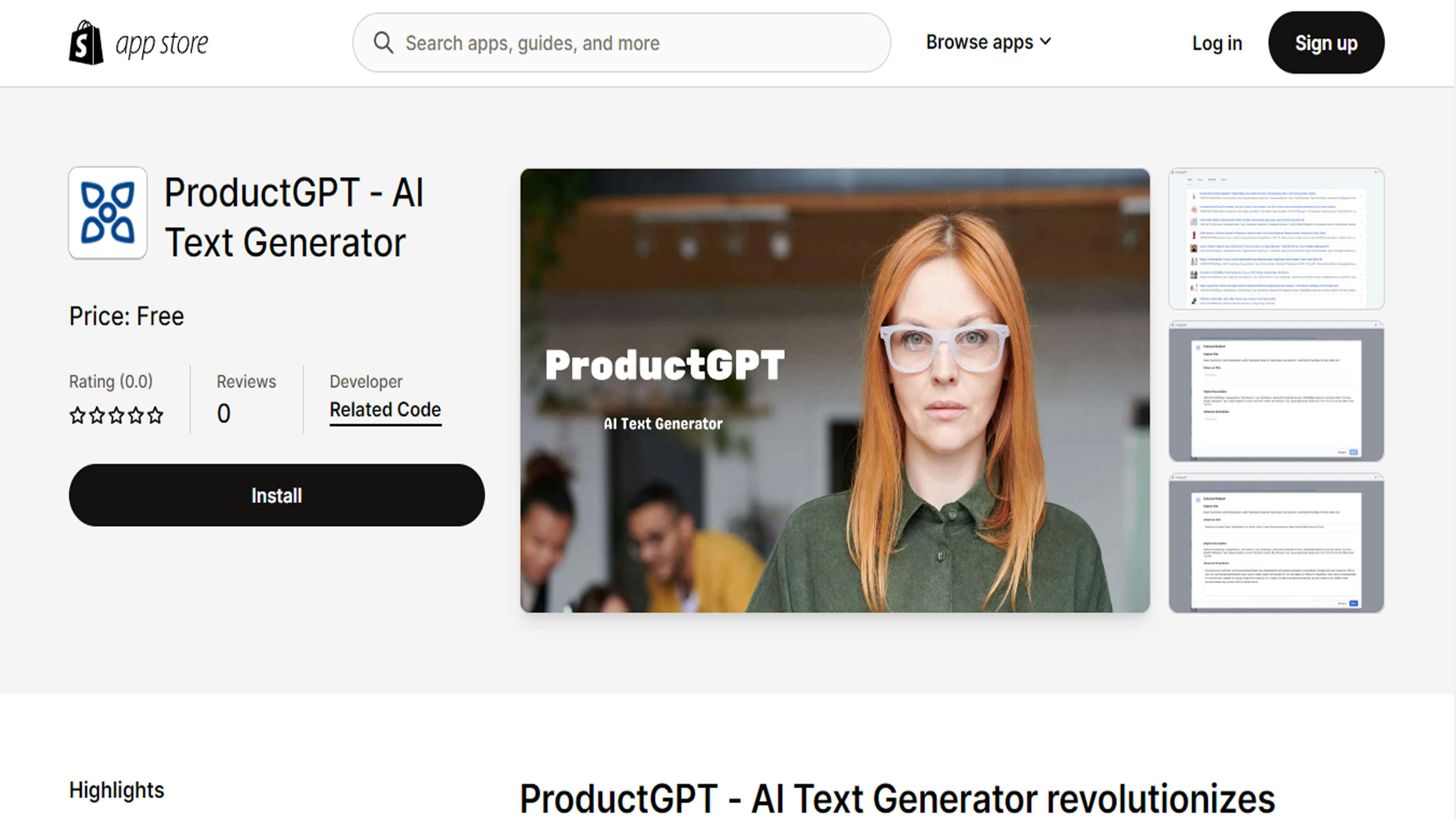ProductGPT ‑ AI Text Generator