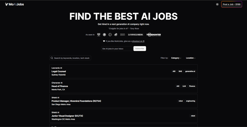 MoAIJobs - Find jobs in AI