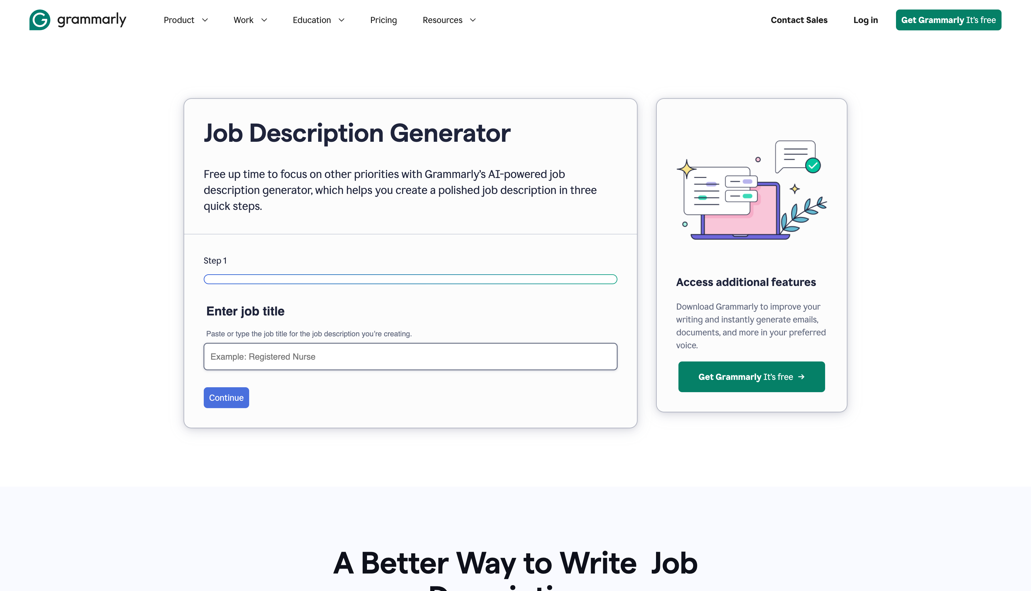 AI Job Description Generator by Grammarly
