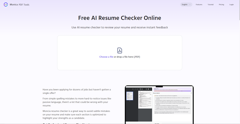 Free AI Resume Checker Online by Monica