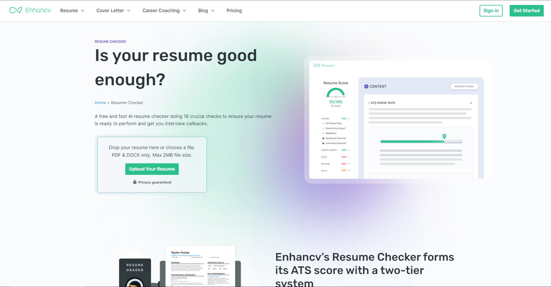 Resume Checker by Enhancv