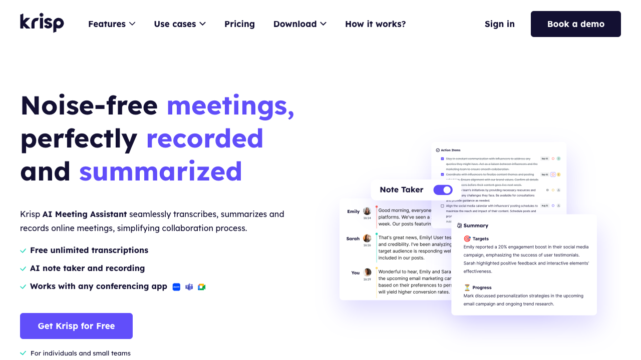 Krisp AI: Noise-Free Meetings, Crystal-Clear Conversations