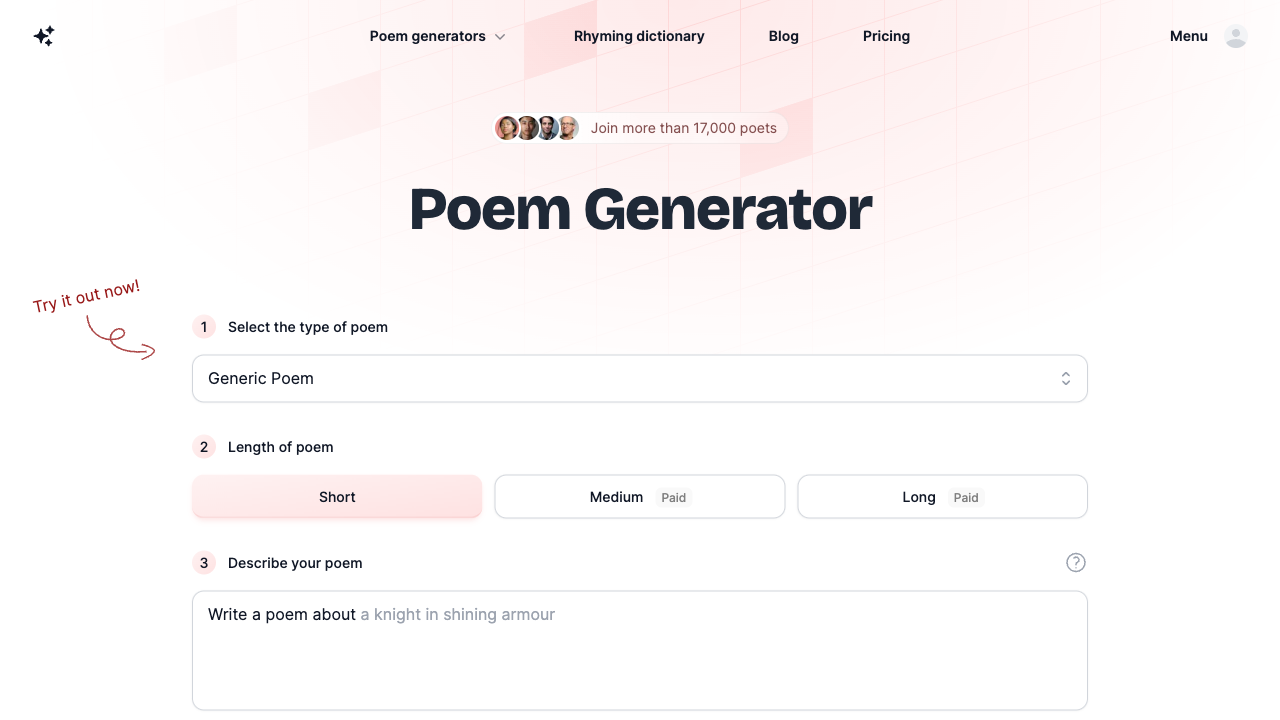Craft poems effortlessly with AI magic