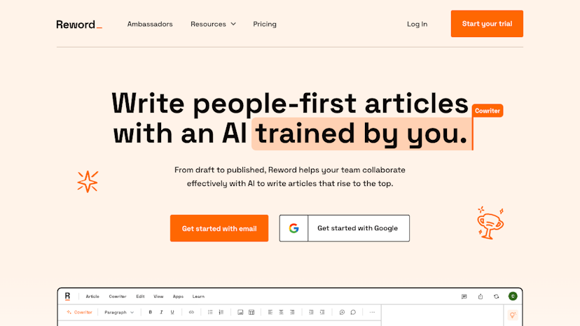 Reword: Train Your Own Article Cowriter