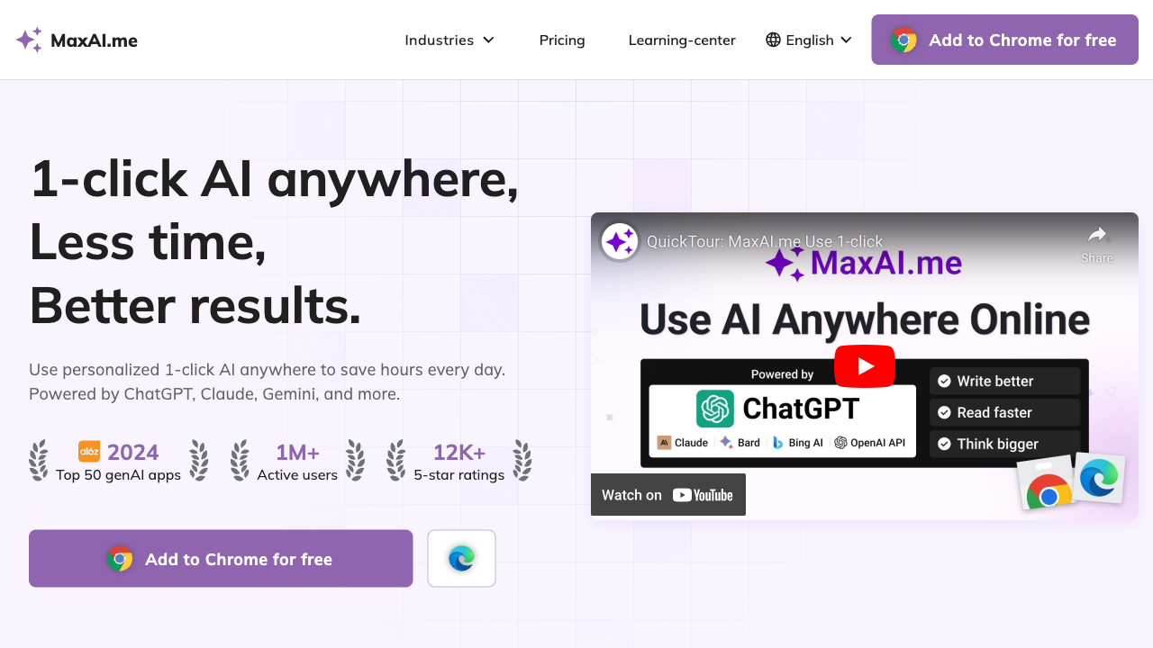 MaxAI.me: Streamline Your Web with AI Insight